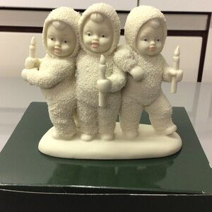 Snowbunnies Trio with Candles Figurine